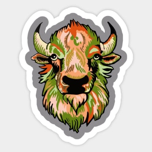 Mindful Vivid Buffalo in Orange & Green Sticker